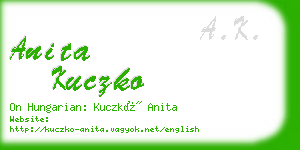 anita kuczko business card